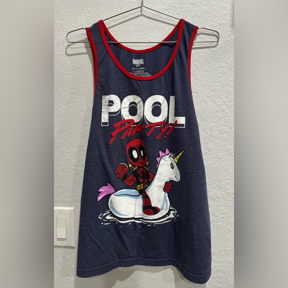 Marvel Navy and Red Deadpool Tank Top